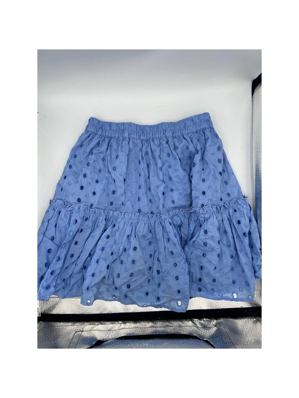 ASOS DESIGN Petite tiered broderie mini skirt in blue